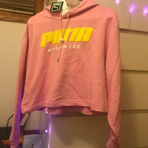 Bubblegum Pink Puma Worldwide Crop Hoodie